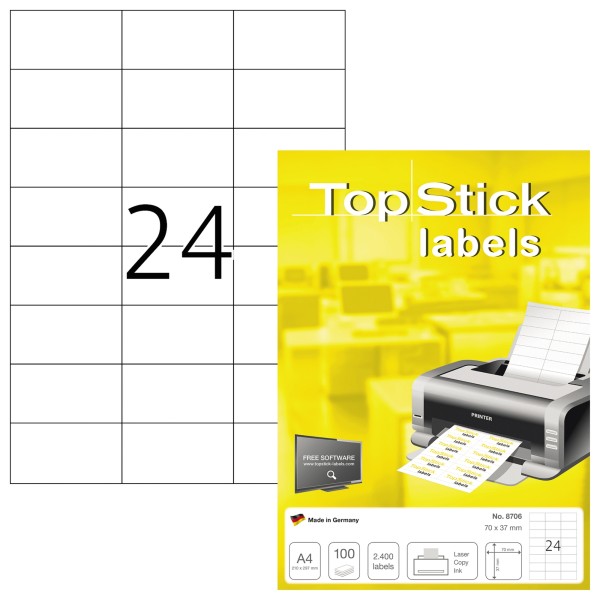 Etikett TopStick 8706 70x37mm weiß 2.400 St./Pack.