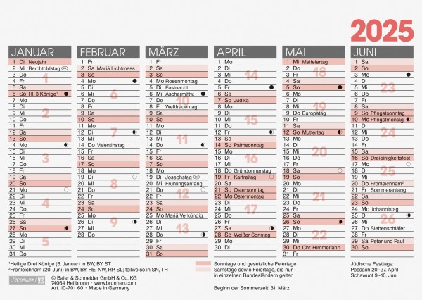 Brunnen Tischkalender A6 1070160 quer