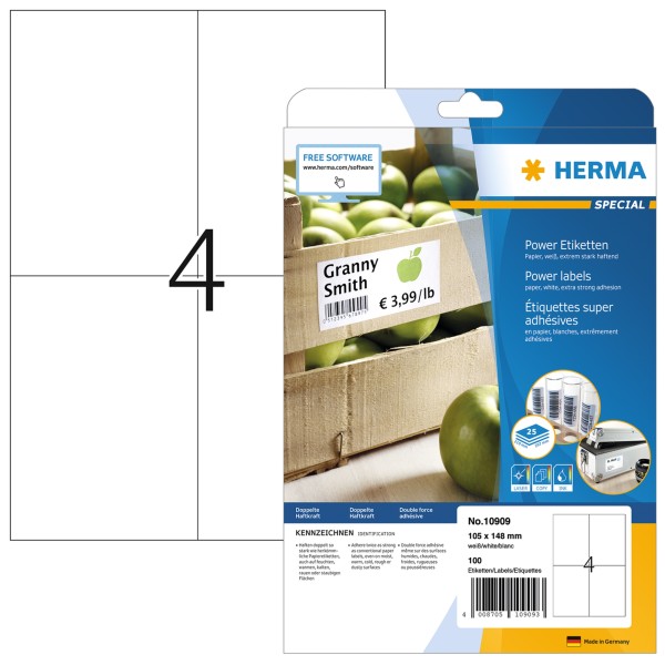 HERMA Etikett 10909 105x148mm weiß 100 St./Pack.