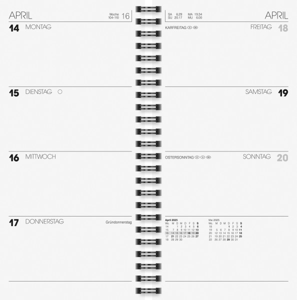 Brunnen Termin-Kalender 1078001, 2 Seiten = 1 Woche