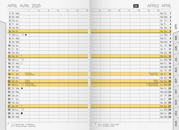 Rido Ersatzkalendar 7048020/ Uniplaner, 2 Seiten = 1 Monat