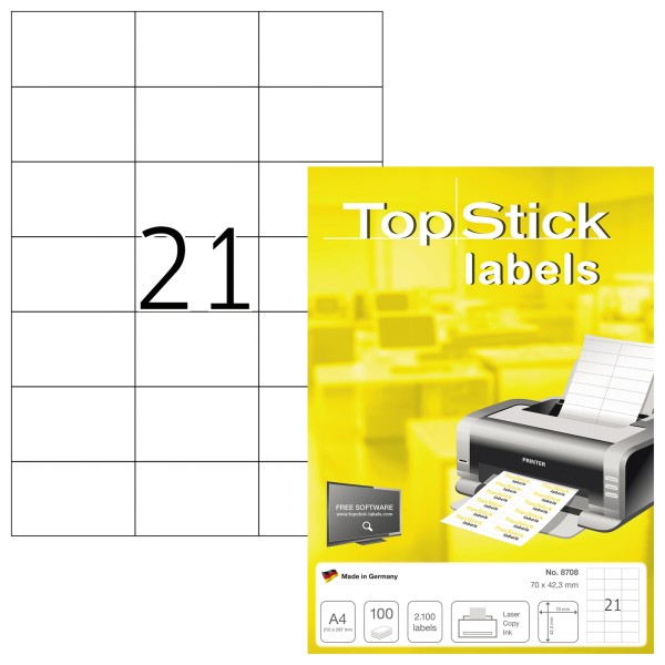 Etikett TopStick 8708 70x42,3mm weiß 2.100 St./Pack.