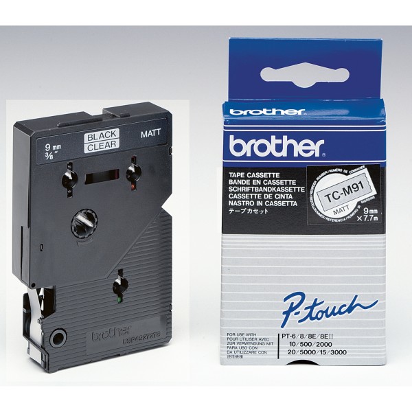 Brother Schriftbandkassette TCM91 9mmx7,7m laminiert sw auf fl