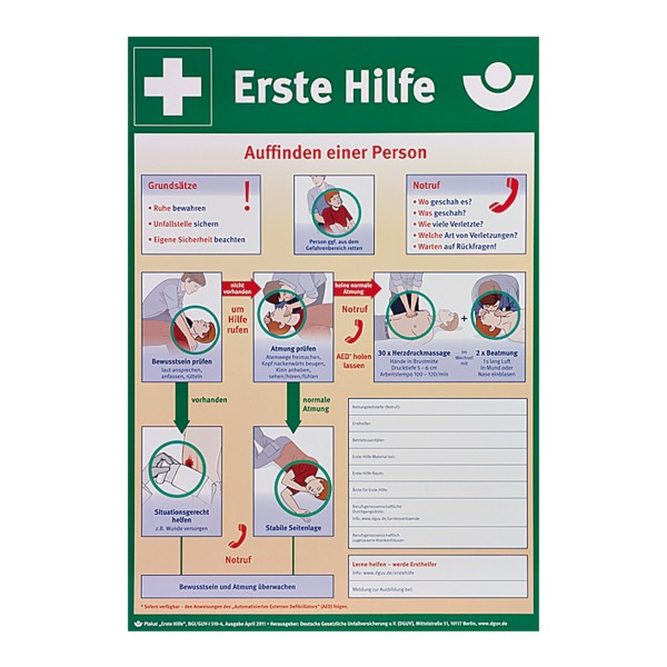 SÖHNGEN Erste Hilfe Anleitung 8001034 nach BGI 510-2 Kunststoff