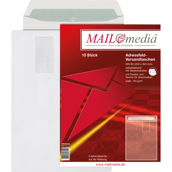 MAILmedia Versandtasche 30002546 B4 mF hk ws 120g 10 St./Pack.