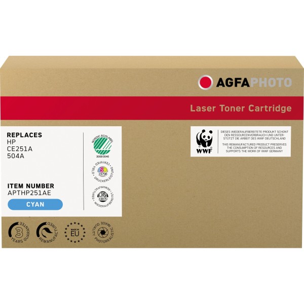 AgfaPhoto Toner APTHP251AE wie HP CE251A 504A cyan