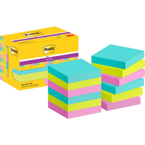 Post-it Haftnotiz 622-12SS-COS 47,6x47,6mm 90Bl sort 12St