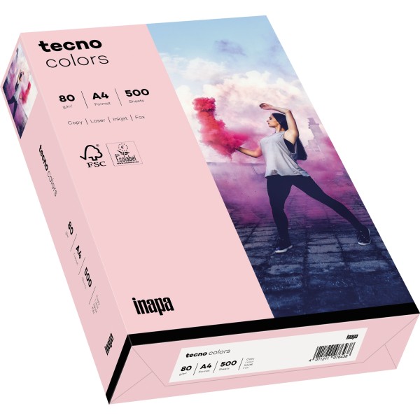 inapa tecno Kopierpapier colors 2100011400 A4 80g hellrosa 500Bl.