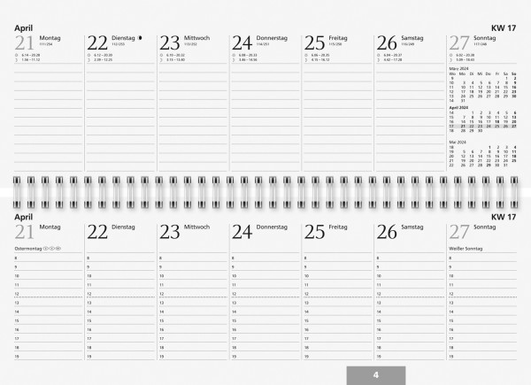 Glocken Querkalender 5072321, 2 Seiten = 1 Woche