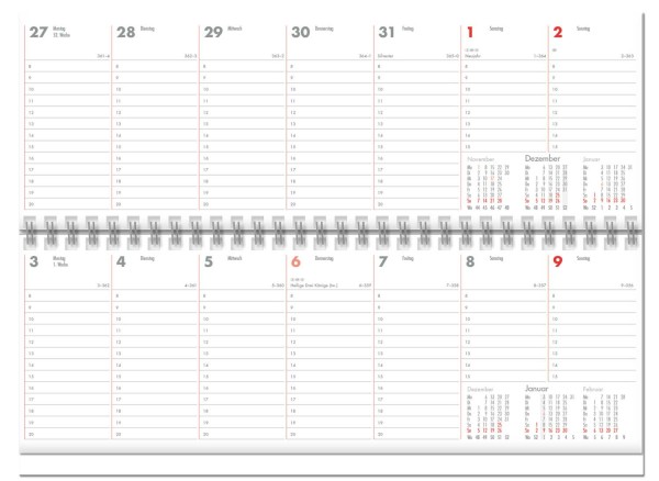 GÜSS Schreibtischquerkalender 1 Woche auf 1 Seite