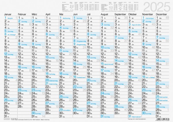 brunnen Tafelkalender A3, 1070131 1 Seite = 6 Monate