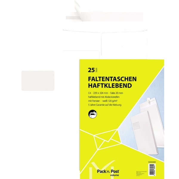 MAILmedia Faltentasche 30002483 C4 125g mF hk weiß 25St.