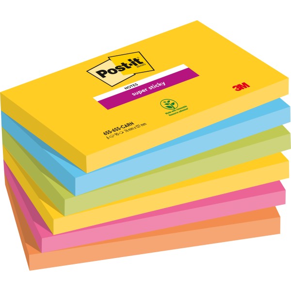 Post-it Haftnotiz SuperSticky 655-6SS-CARN 127x76mm 6St.