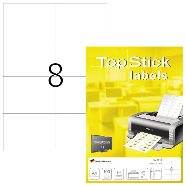 Etikett TopStick 8716 105x74mm weiß 800 St./Pack.