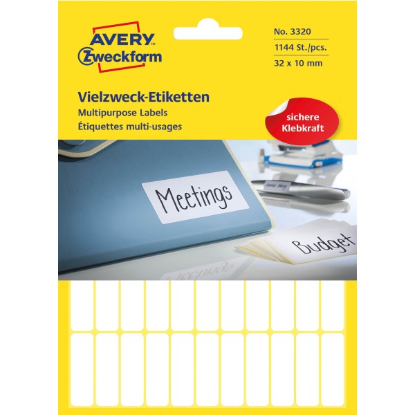 Avery Zweckform Vielzwecketikett 3320 32x10mm weiß 1.144 St./Pack.