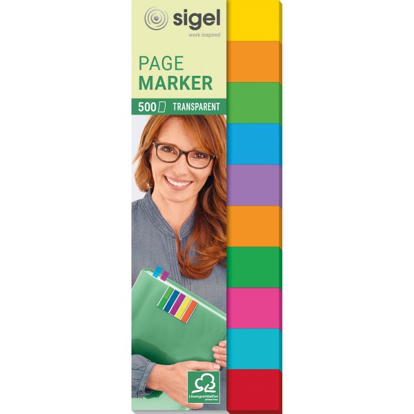 SIGEL Haftmarker HN684 44x12,5mm sort. 500 Bl./Pack.