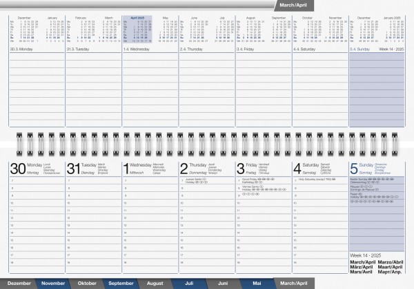 Wochenkalender Tischkalender 703170290 Blattgröße 30,7 x 10,5 cm