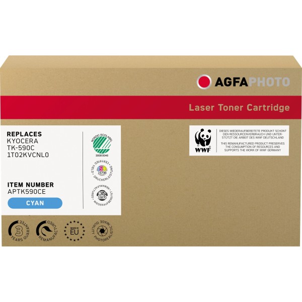 AgfaPhoto Toner APTK590CE wie Kyocera TK-590C cyan