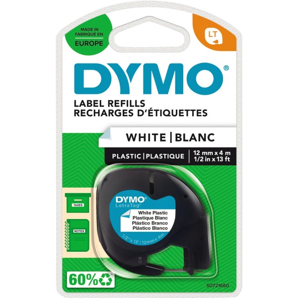 DYMO Schriftbandkassette LetraTag S0721660 12mmx4m sw auf ws