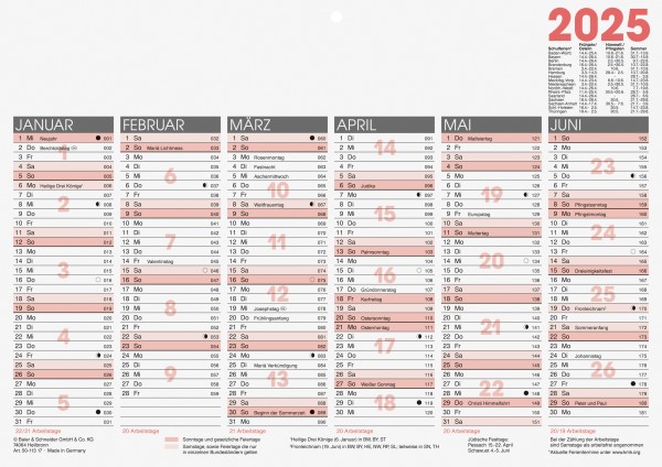 Jahreskalender Tischkalender A4 quer