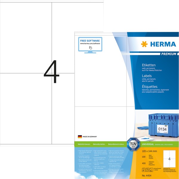 HERMA Etikett Premium 4454 105x144mm weiß 400 St./Pack.