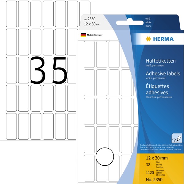 HERMA Vielzwecketikett 2350 12x30mm Papier weiß 1.120 St./Pack.