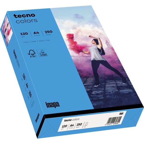 inapa tecno Kopierpapier Colors 2100011345 A4 120g int.blau 250Bl.