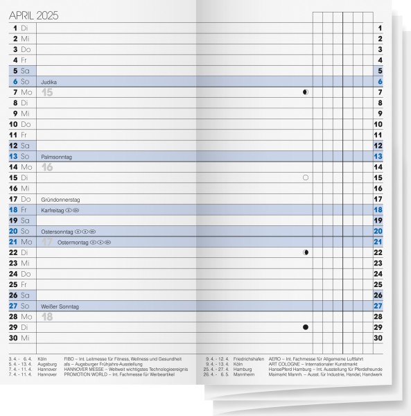 Brunnen Faltkalender 1074000, 2 Seiten = 1 Monat