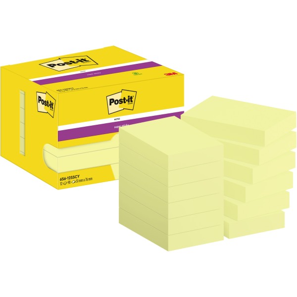 Post-it Haftnotiz 656-12SSCY 73x47,6mm 90Bl gelb 12 St./Pack.