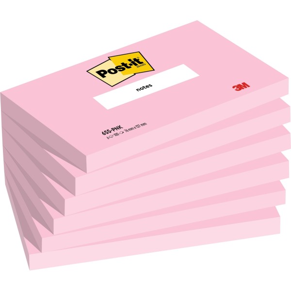 Post-it Notes 655-PNK 127x76 mm 100B flamingopi 6St