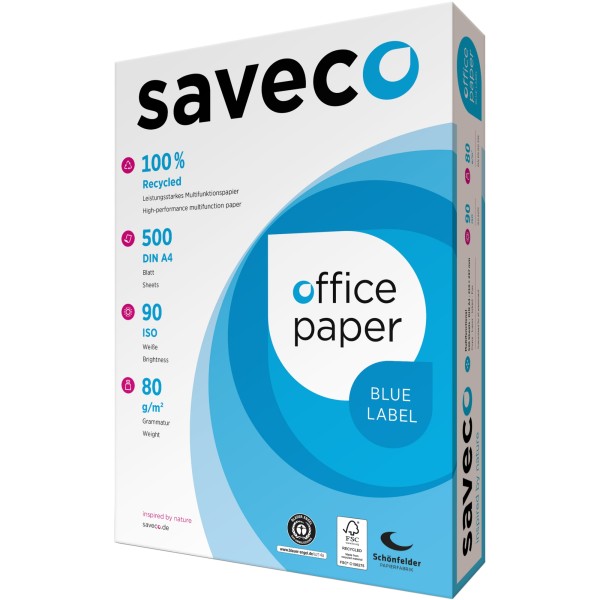 Saveco Kopierpapier Blue Label 100000009 A4 80g ISO 90 500Bl.