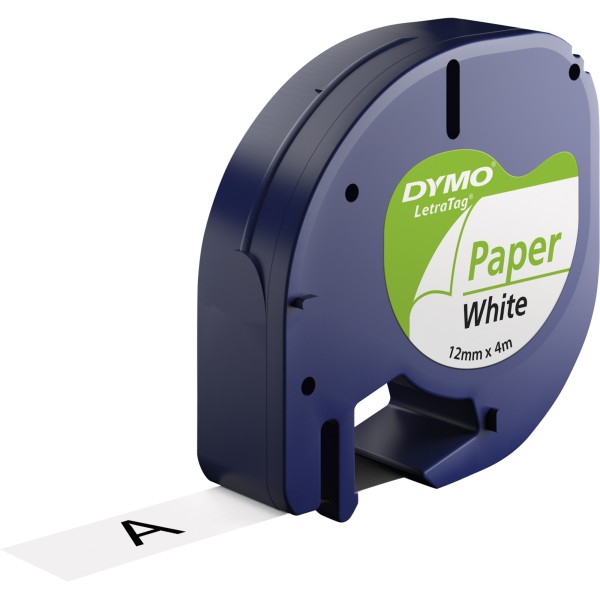 DYMO Schriftbandkassette LetraTag S0721510 Papier 12mmx4m sw auf ws