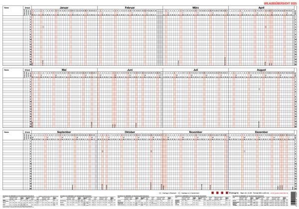 GÜSS Urlaubsübersicht für 20 Mitarbeiter