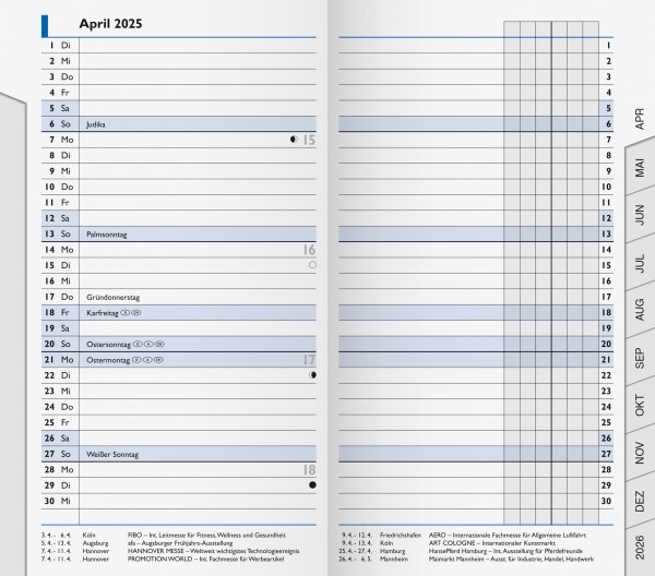 Brunnen Monatssichtkalender 1075300, 2 Seiten = 1 Monat