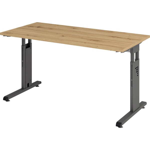 Hammerbacher Schreibtisch VOS614/R/G C-Fuß 140x67cm eiche/gr